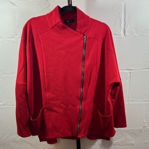 Comfy USA  Vibrant Red Women's Utility Jacket Off Center Zipper     Size XL